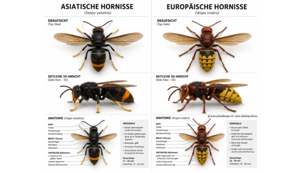 Vergleich Vespa velutina und Vespa crabro
